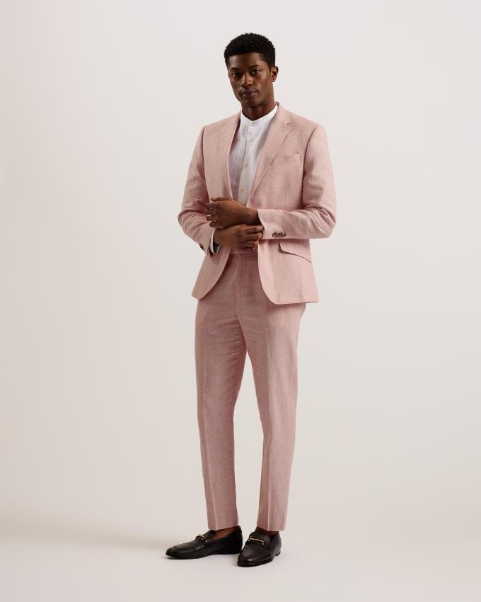 Blazer Ted Baker Slim Fit Linen Rose Clair Homme | JHL-25932867